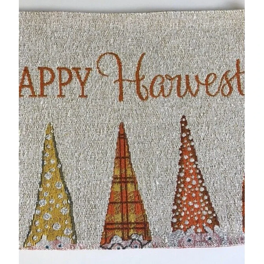 Thanksgiving Happy Harvest Gnomes Placemats Set of 4 Tapestry Fall Colors 13x18